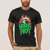 Honor First Bald Eagle T-Shirt Patriotic USA Tシャツ (正面)