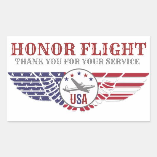 Honor Flight Stickers Thank Your Service 長方形シール (正面)