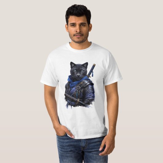 Honor in Every Strike – Black Panther Samurai  Tシャツ (正面フル)