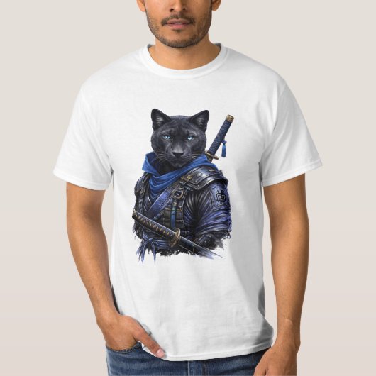 Honor in Every Strike – Black Panther Samurai  Tシャツ (正面)