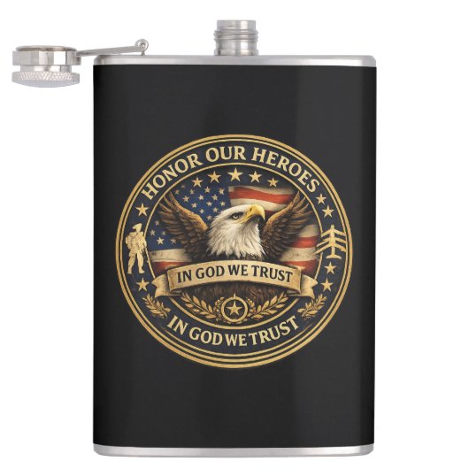 Honor Our Heroes Military Coin Patriotic Flask フラスク (オープン)