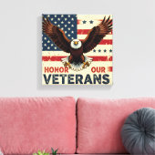 Honor Our Veteran Stretched Canvas Print キャンバスプリント (インサイチュ (リビング))