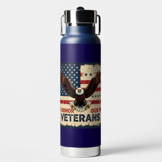 Honor Our Veterans Stainless Steel Water Bottle ウォーターボトル (正面)