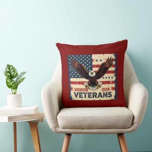 Honor Our Vetrans 20" x 20" Polyester Throw Pillow クッション (椅子)