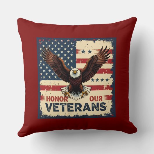 Honor Our Vetrans 20" x 20" Polyester Throw Pillow クッション (裏面)