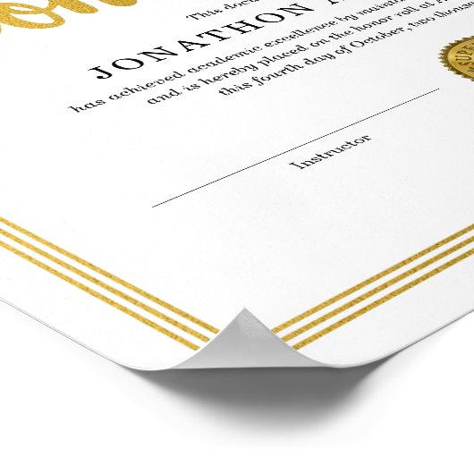 Honor Roll Certificate ポスター (角)