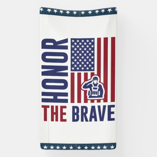 Honor the Brave Veterans Day | Patriotic Military 横断幕 (縦)