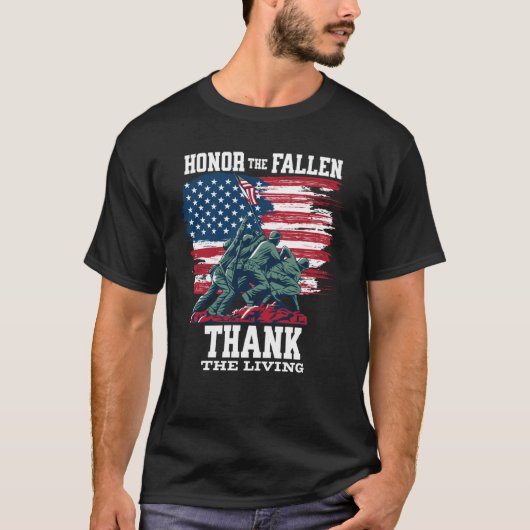 Honor The Fallen Thank The Living Veteran Memorial Tシャツ (正面)
