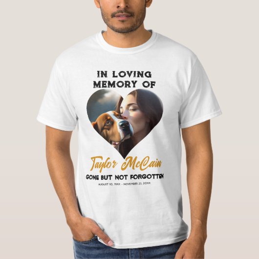 Honor Their Memory:ハートカスタムフォトメモリアル Tシャツ (正面)