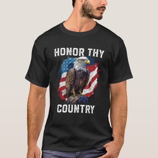 Honor Thy Country American Bald Eagle America USA Tシャツ (正面)