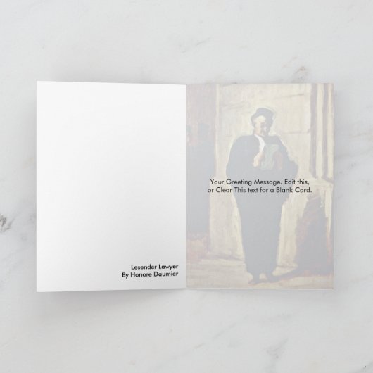 Honore Daumier著Lesender弁護士 カード (内部)