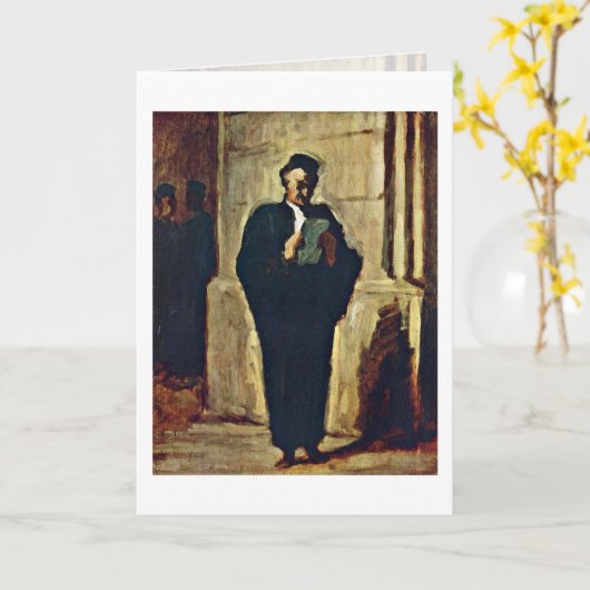 Honore Daumier著Lesender弁護士 カード (黄色い花)