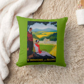 Honore Les BainsのヴィンテージPosterEurope クッション (ブランケット)