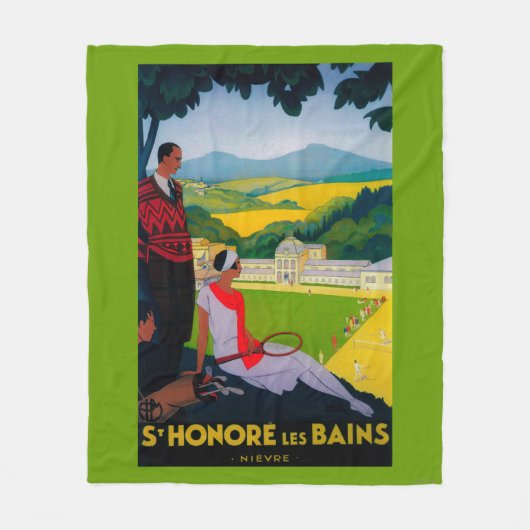 Honore Les BainsのヴィンテージPosterEurope フリースブランケット (正面)