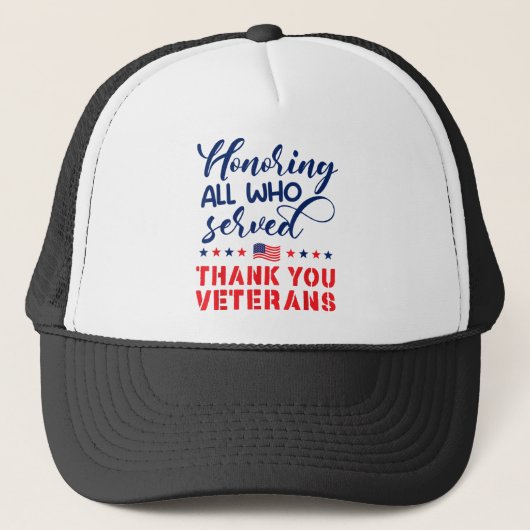 Honoring All Who Served軍隊フラグThank You Ve キャップ (正面)