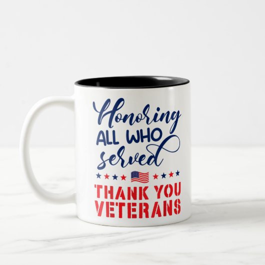Honoring All Who Served軍隊フラグThank You Ve ツートーンマグカップ (左)