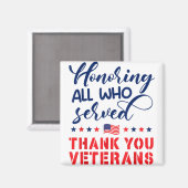 Honoring All Who Served軍隊フラグThank You Ve マグネット (正面/裏面)