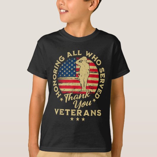 Honoring All Who Served Thank You Veterans Day Tシャツ (正面)