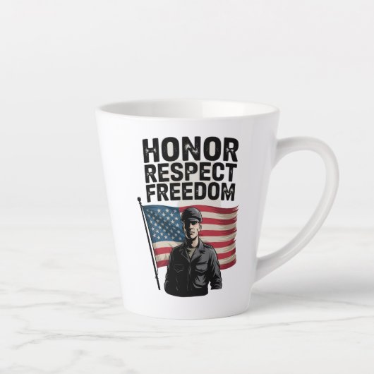 Honoring Heroes Veteran Day Patriotic Design カフェラテマグ (右)