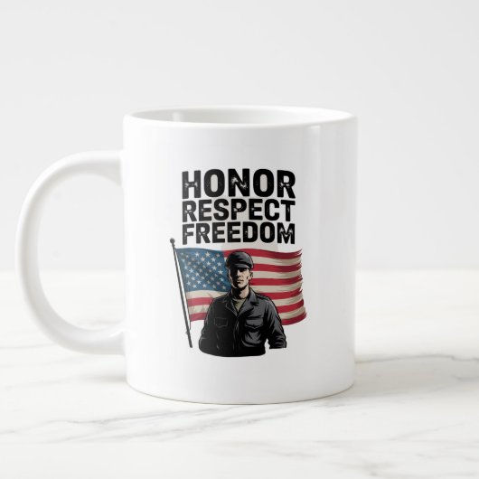 Honoring Heroes Veteran Day Patriotic Design ジャンボコーヒーマグカップ (左)