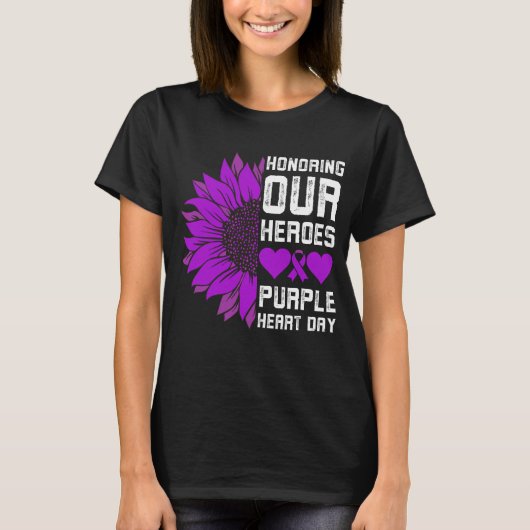 Honoring Our Heroesパープルハートデイ軍隊キッズ Tシャツ (正面)