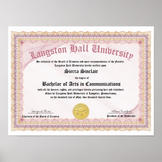 Honors College or University Diploma Replica ポスター (正面)