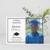 Honors Graduation Announcement Black Cap and Photo 案内状 (スタンド正面)