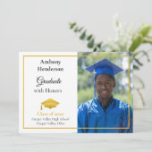 Honors Graduation Announcement Gold Cap and Photo 案内状 (スタンド正面)