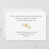 Honors Graduation Announcement Gold Cap and Photo 案内状 (裏面)