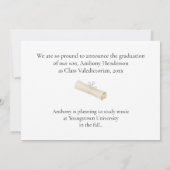 Honors Graduation Announcement White Cap and Photo 案内状 (裏面)