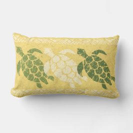 Honuのウミガメのハワイのリバーシブルのろうけつ染め-オリーブ アウトドアクッション