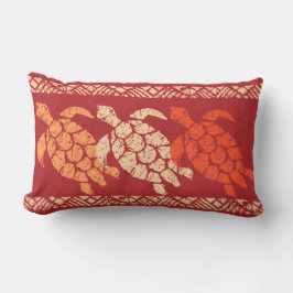 Honuのウミガメのハワイのリバーシブルのろうけつ染め-赤 アウトドアクッション