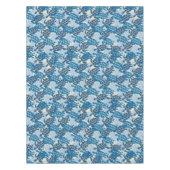 Honuのウミガメのハワイの樹皮布-インディゴ テーブルクロス (正面)