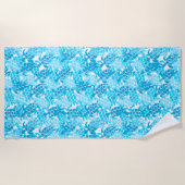 Honuのウミガメのハワイの樹皮布-ターコイズ ビーチタオル (正面)