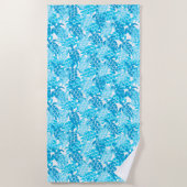 Honuのウミガメのハワイの樹皮布-ターコイズ ビーチタオル (正面)