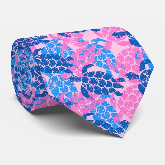 Honuのウミガメのハワイアンのアロハ-ピンク ネクタイ (ロール)