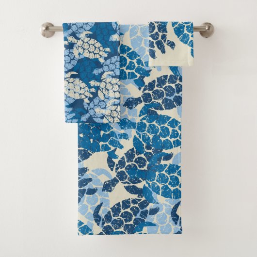 Honuのウミガメのハワイアンはインディゴを調整します バスタオルセット (インサイチュ)
