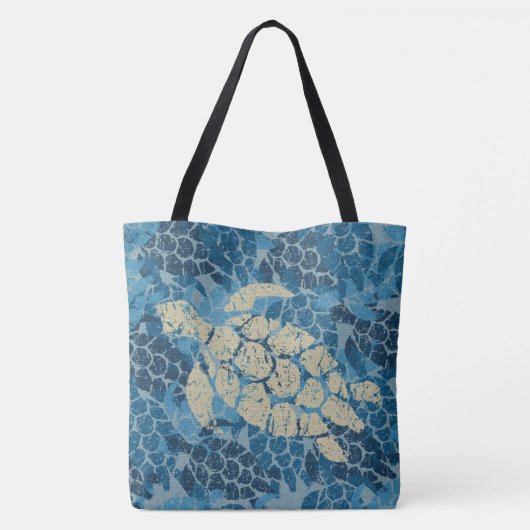 HonuのウミガメのハワイアンはリバーシブルのBeachBagをリラックスします トートバッグ (裏面)
