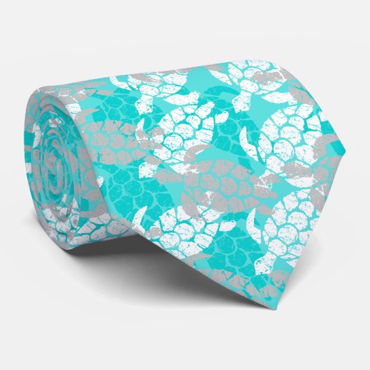 Honuのウミガメのハワイアンアロハ- Seafoam ネクタイ (ロール)