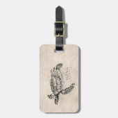 Honuのヴィンテージの羊皮紙のハワイのウミガメ ラゲッジタグ (正面縦)