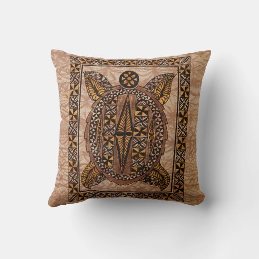 Honuの初期のなハワイの入れ墨の樹皮布 クッション (裏面)