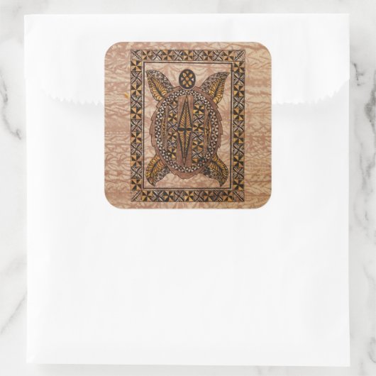 Honuの初期のなハワイの入れ墨の樹皮布 スクエアシール (バッグ)