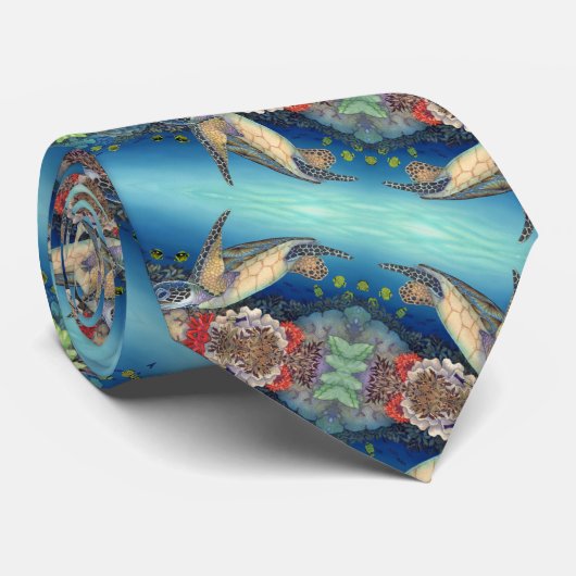 Honuの水泳(緑のウミガメ) ネクタイ (ロール)