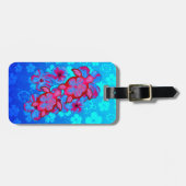 Honuの熱帯カメおよびハイビスカスの花 ラゲッジタグ (正面横)