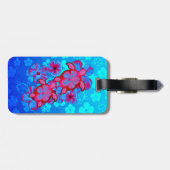 Honuの熱帯カメおよびハイビスカスの花 ラゲッジタグ (裏面横)