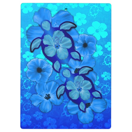Honuの青いハイビスカスおよびカメ クリップボード (裏面)