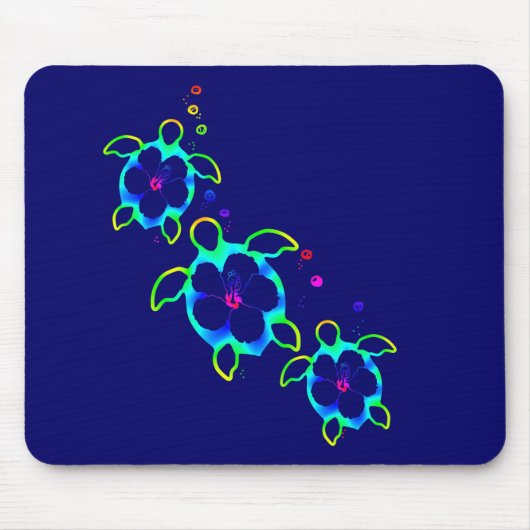 Honuの3匹のタイによって染められるカメ マウスパッド (正面)