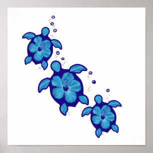 Honuの3匹の青いカメ ポスター