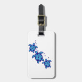 Honuの3匹の青いカメ ラゲッジタグ (正面縦)