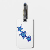 Honuの3匹の青いカメ ラゲッジタグ (裏面縦)